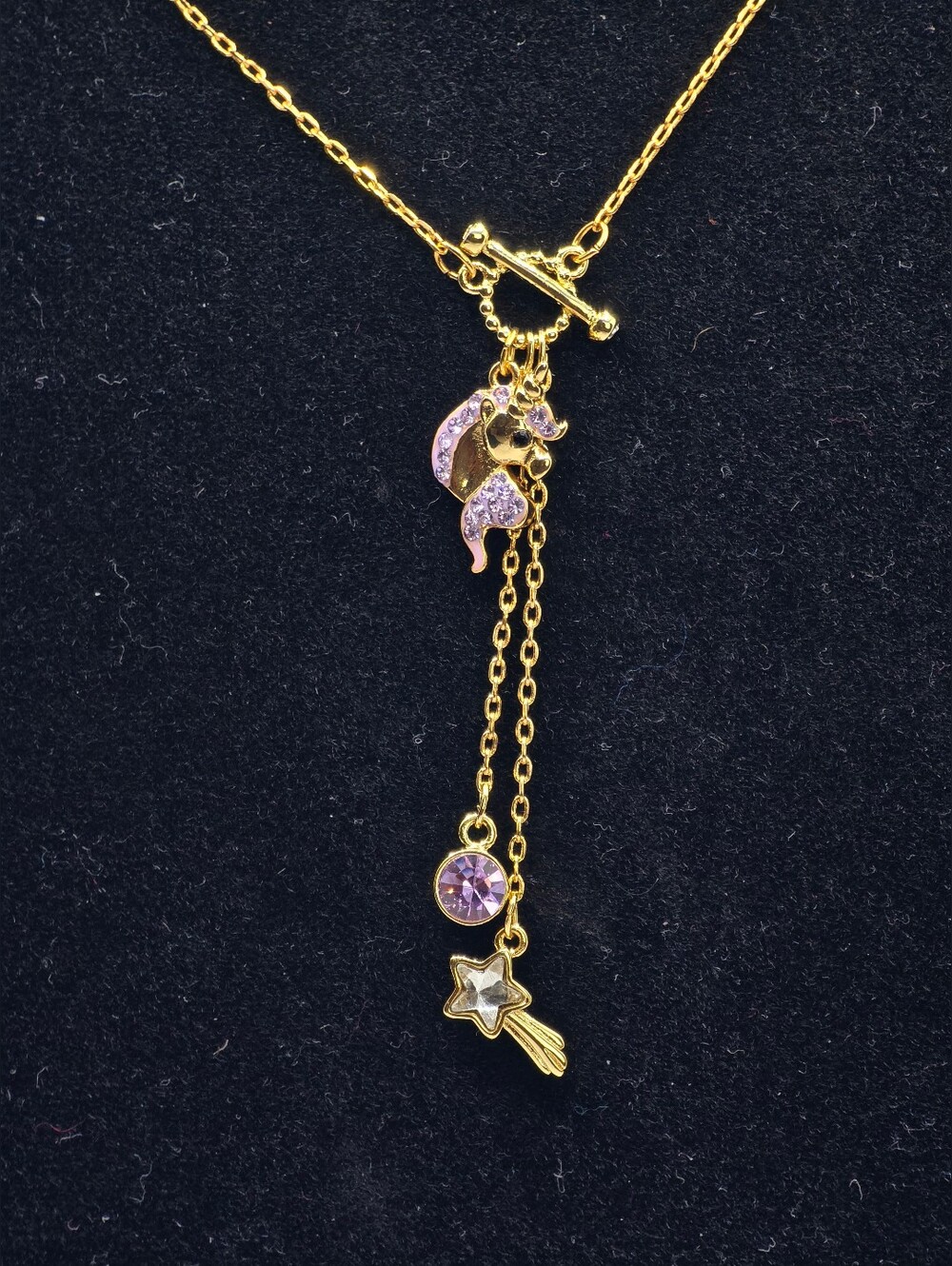 Swarovski Unicorn Pendant Necklace – Purple & Clear Crystal, Gold-Tone